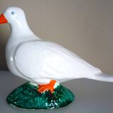 Glazed ceramic bird, signed Vallauris with bright colors