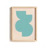 Collection of 12 paintings in cool colours blue and green.