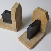 Pair of marble bookends, Belgium early 20th century