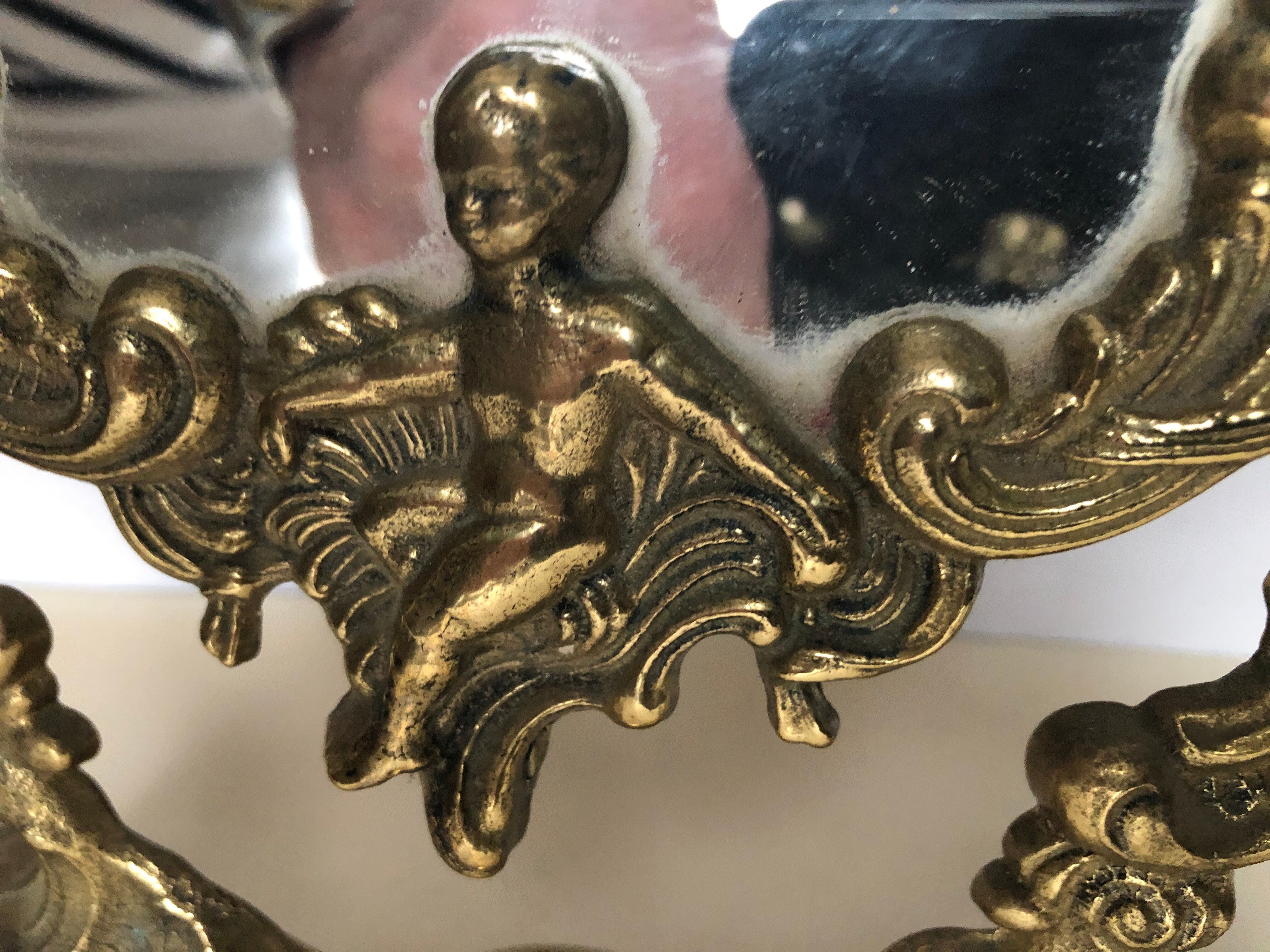 Golden bronze table mirror 30x33cm