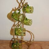 Napoleon III enameled liquor service with gilded brass basket