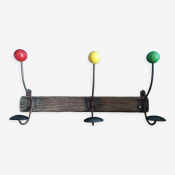 Wood and metal coat rack