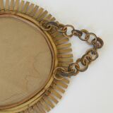 Vintage Bamboo Sunburst Wall Mirror / Mid Century Boho Decor 1970's