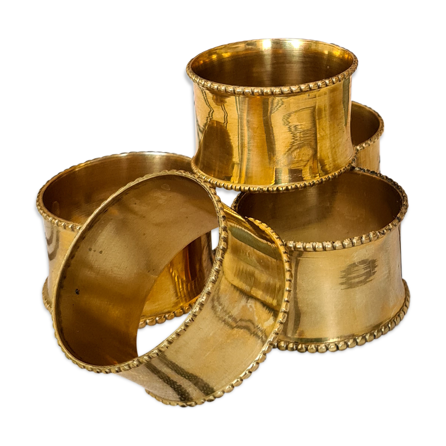 Set of 6 brass towel rings