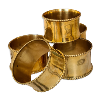 Set of 6 brass towel rings