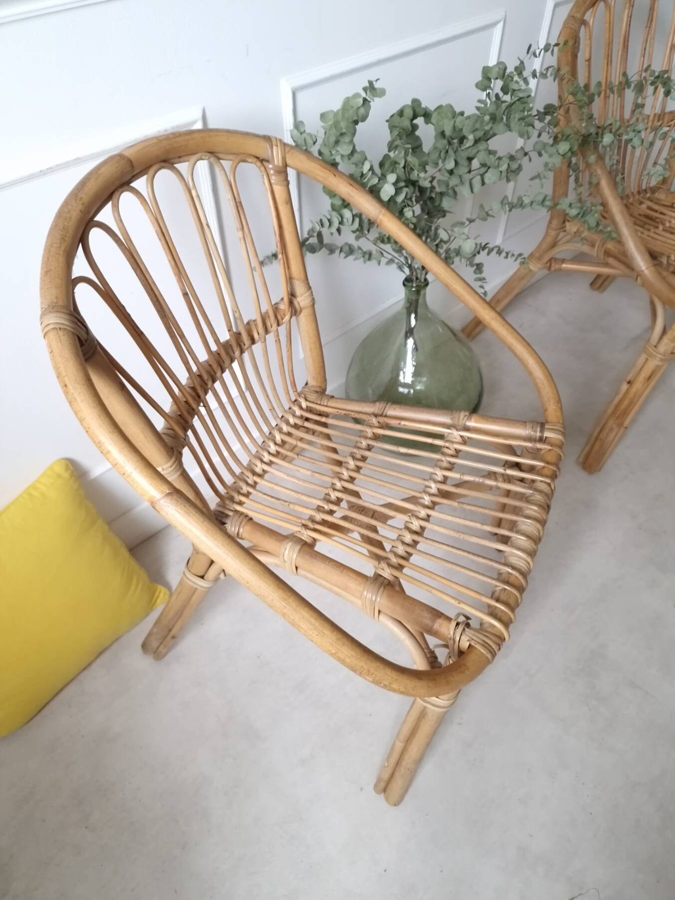 Pair of rattan armchairs