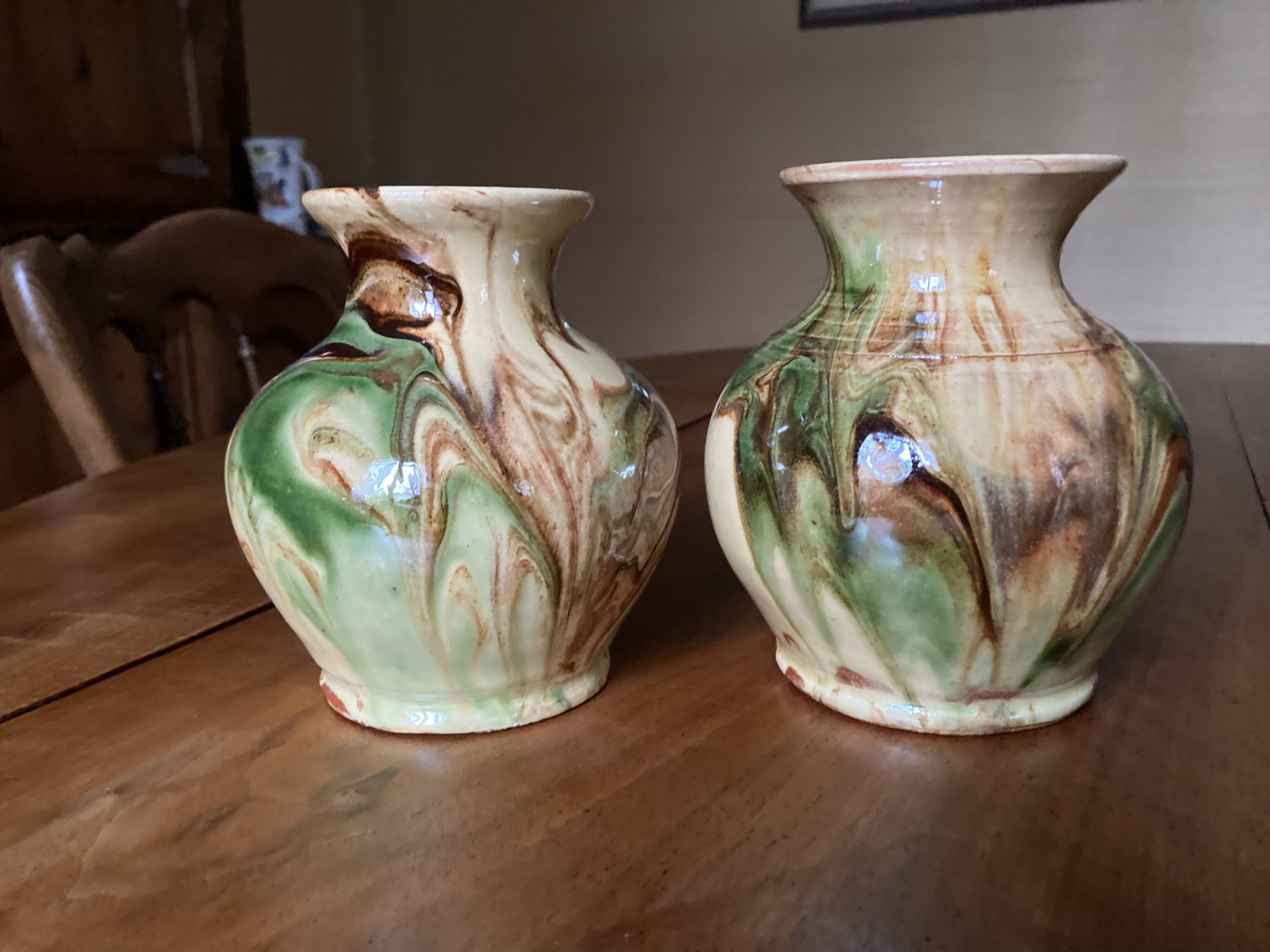Flamed terracotta vases
