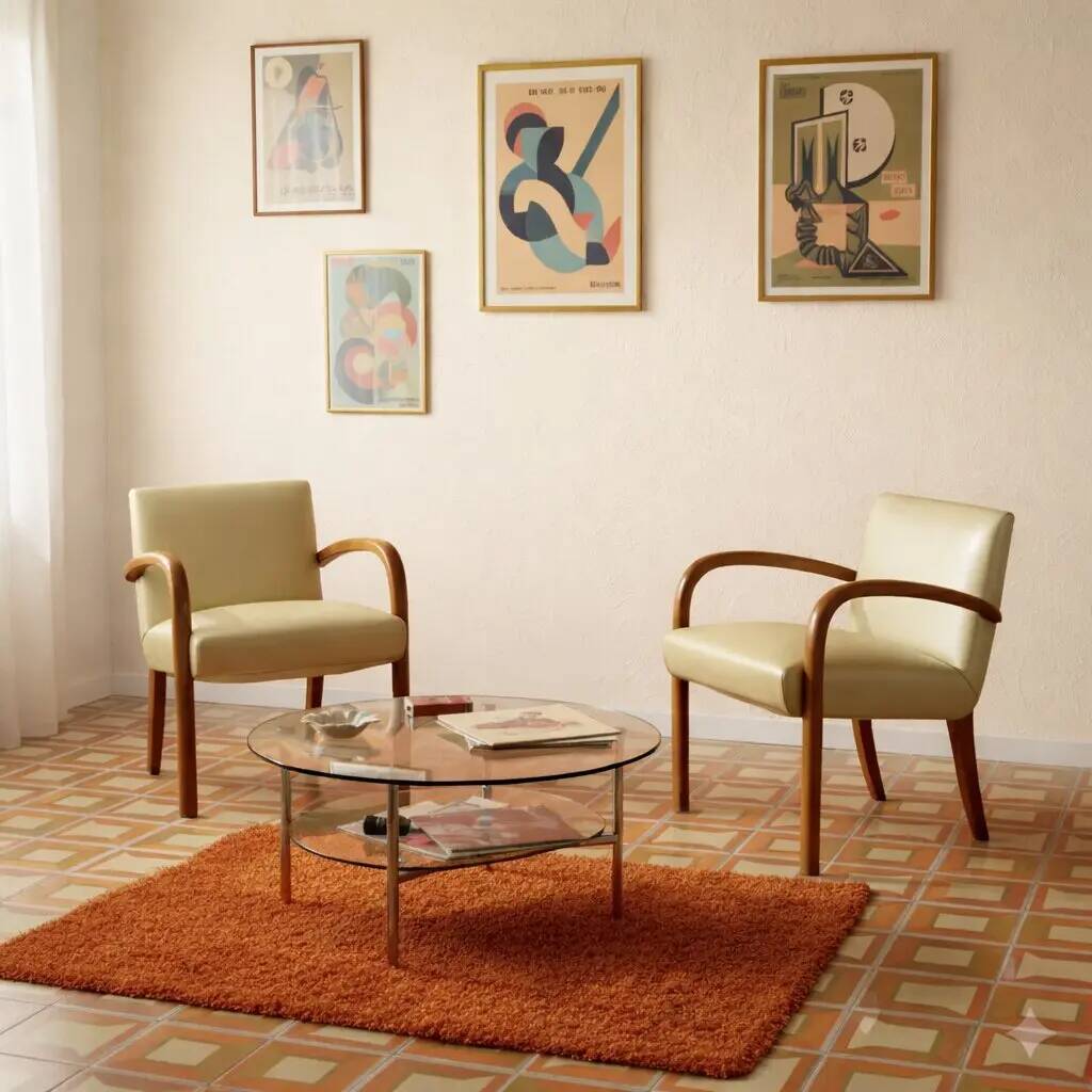 Pair of vintage armchairs in beech and faux leather, Italian design, 1960s.