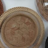 Wall composition of 8 baskets and wicker trays.