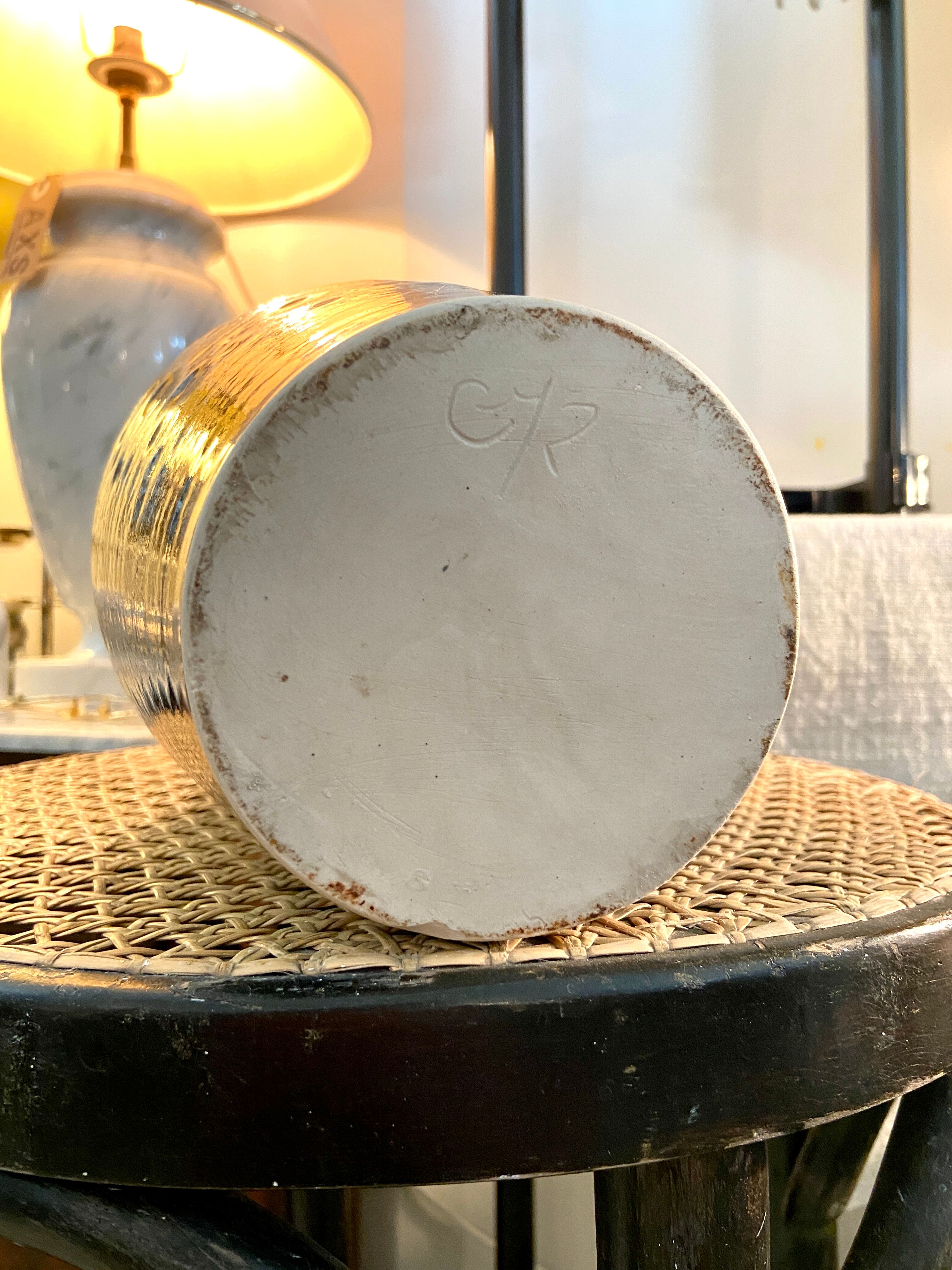 Brown and black glazed ceramic vase