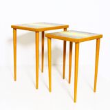 Set of 2 vintage nesting tables with mosaic top, 1970s