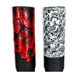 Set of Two Pottery Fat Lava Vases "Black-red-white" by Jopeko, Germany, 1970s