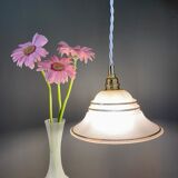 Vintage lampshade pendant lamp in white and gold granite glass