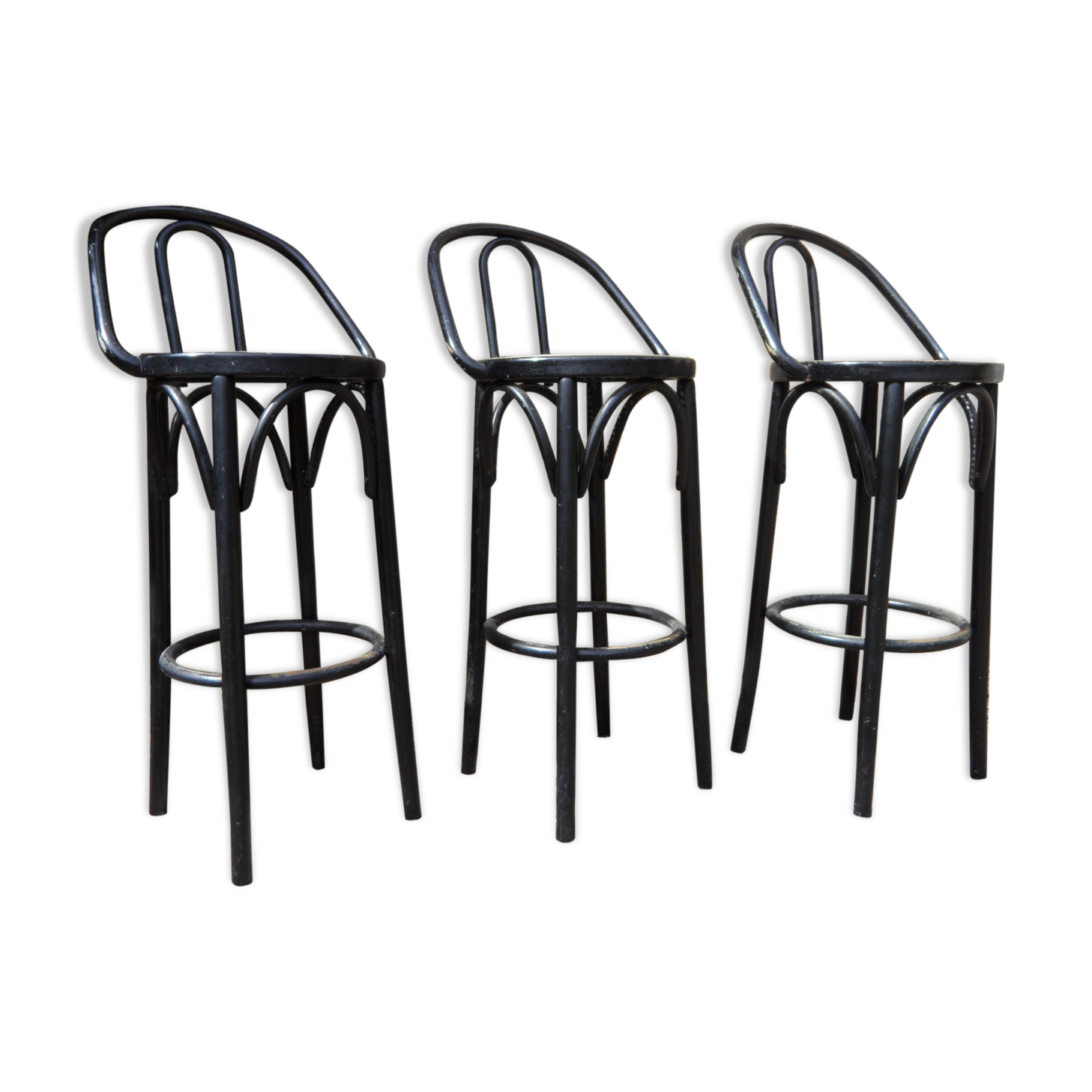3 caned bar stools