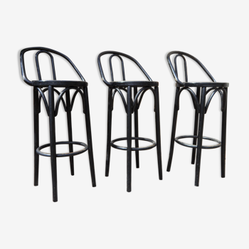 3 caned bar stools