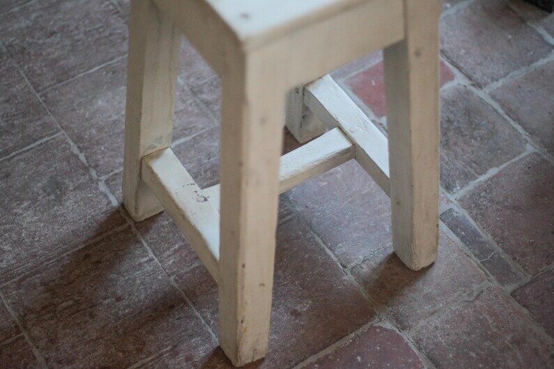 Vintage stool, farmhouse oak wood stool, accent stool, interior decor, wooden stool
