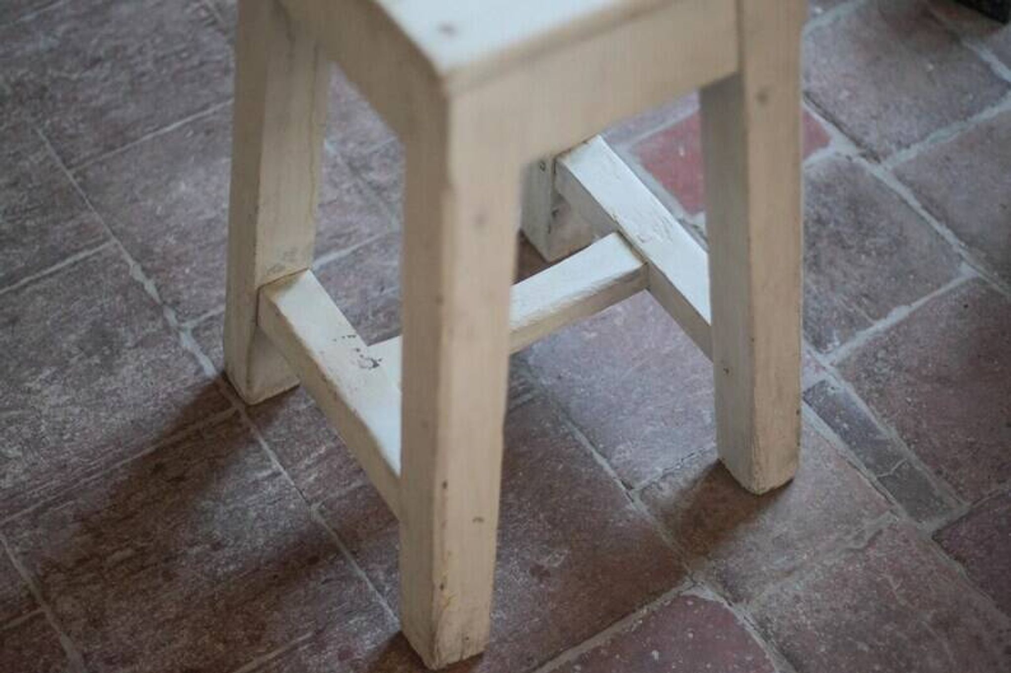 Vintage stool, farmhouse oak wood stool, accent stool, interior decor, wooden stool