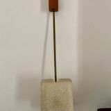 Scandinavian pendant lamp in teak and perspex white pearl
