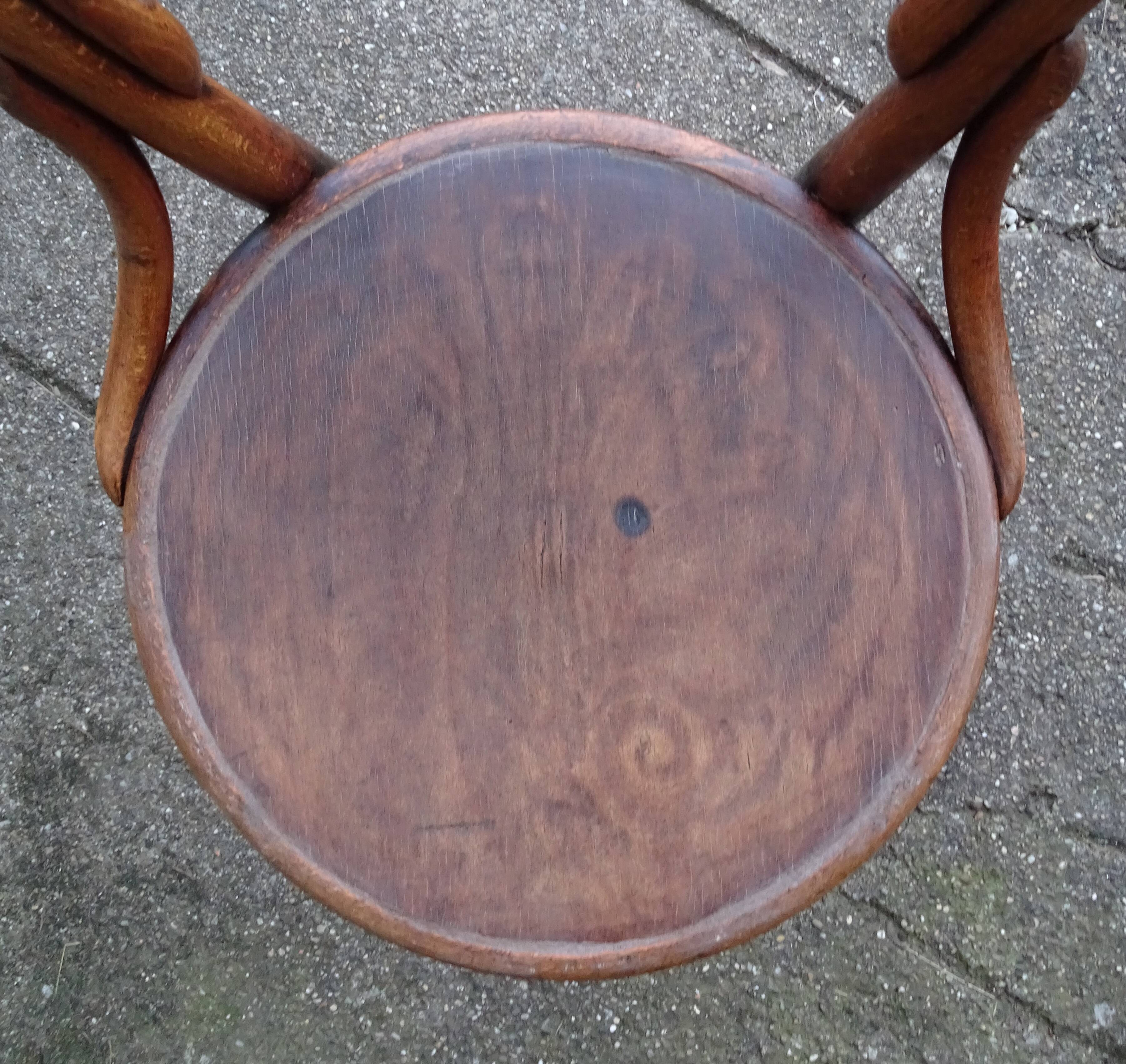 2 Bistro chairs with wooden seats, circa 1890 by Joseph Hofmann, Austria