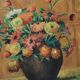 Ancient oil painting on canvas bouquet of flowers