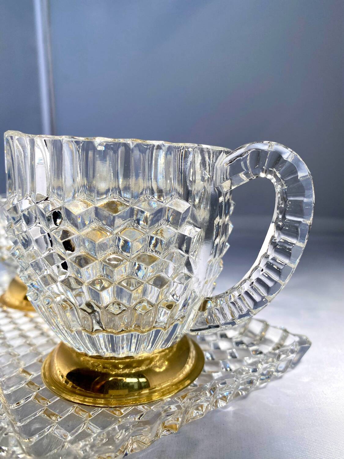 Gold-plated Bohemian crystal coffee set – 1960s/1980s