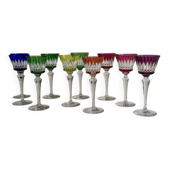 Baccarat Piccadilly – 10 coloured crystal glasses from the Rhine – 20 cm