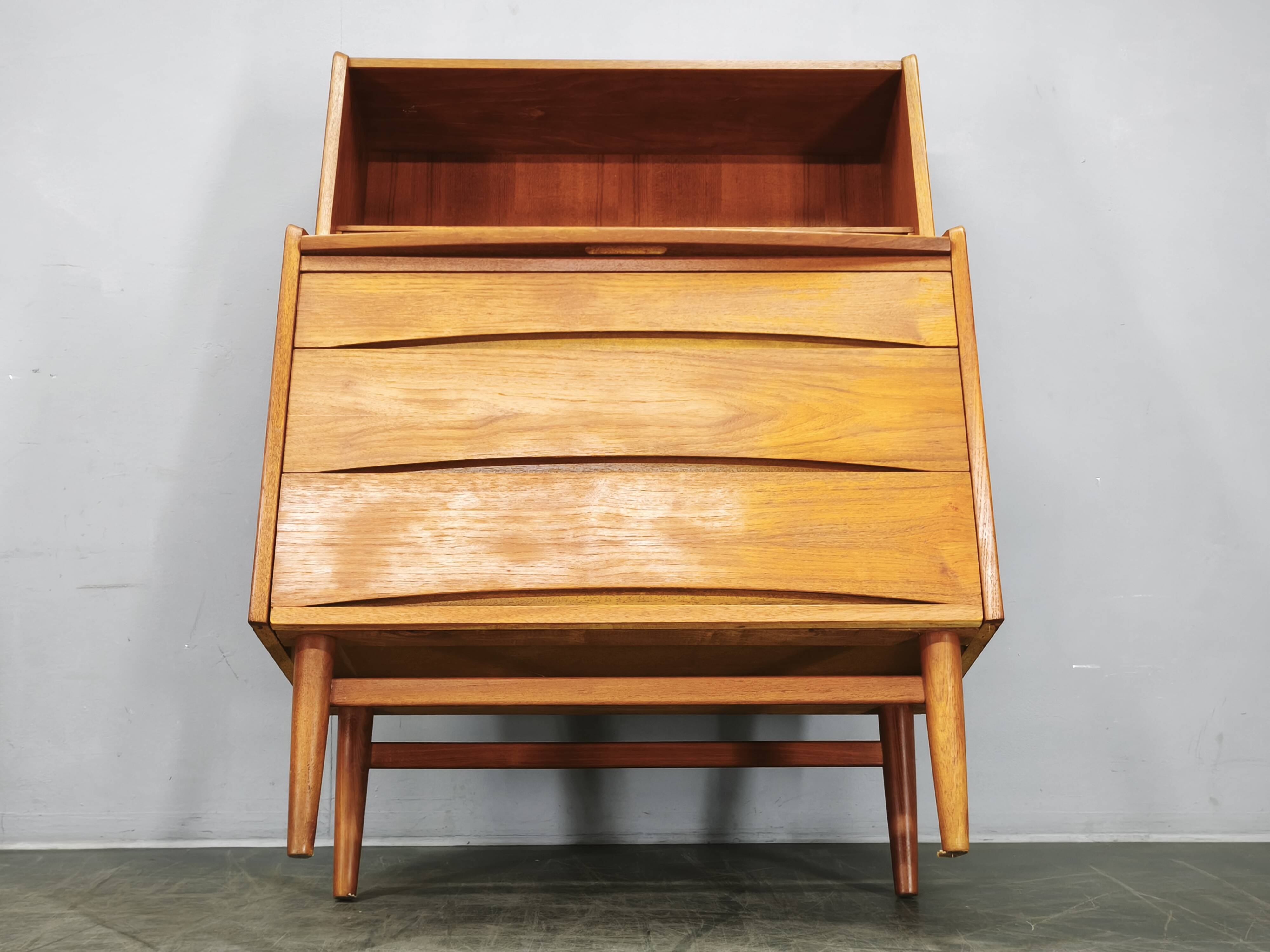 Danish Modern Teak Secretary Writing Desk with Drawers, 1960s