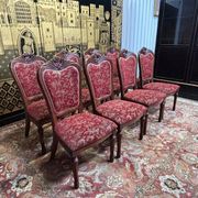 2x8 wooden and fabric chairs