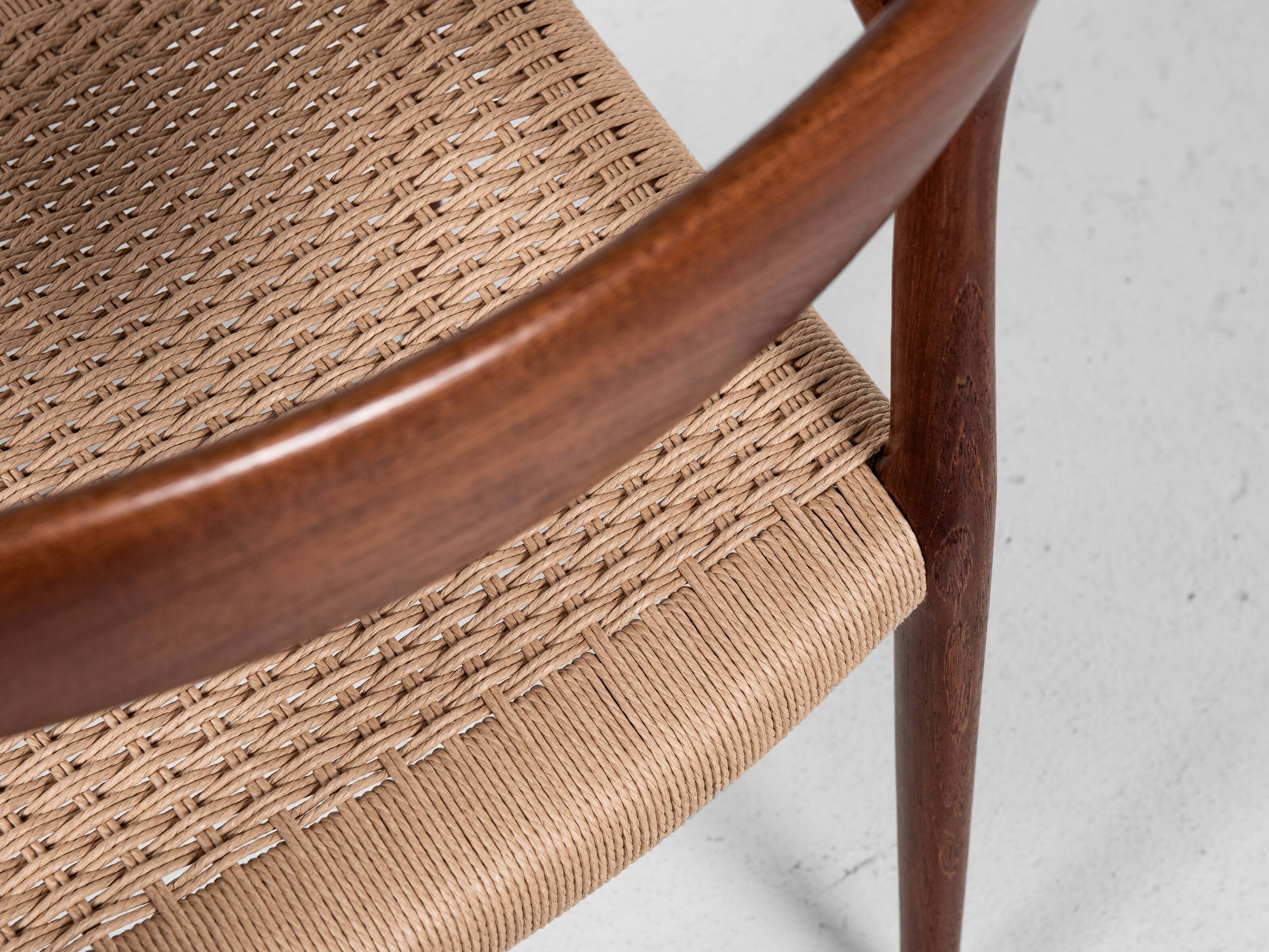 Chaise danoise vintage Modèle 57 en teck et nouveau papercord par Niels Otto Møller 1960