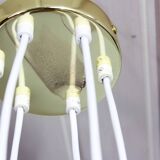 Brass and opal glass chandelier