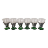 6 verres à pieds coloré vert, années 1930