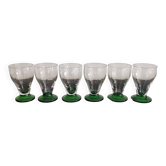 6 OLD COLORED GREEN STEMMED GLASSES FROM THE 1930S