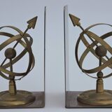 Pair of greenhouse book Astrolabe Sphere Armillary brass 1970