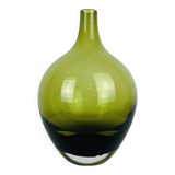 Vase scandinave verre soufflé vert, vintage