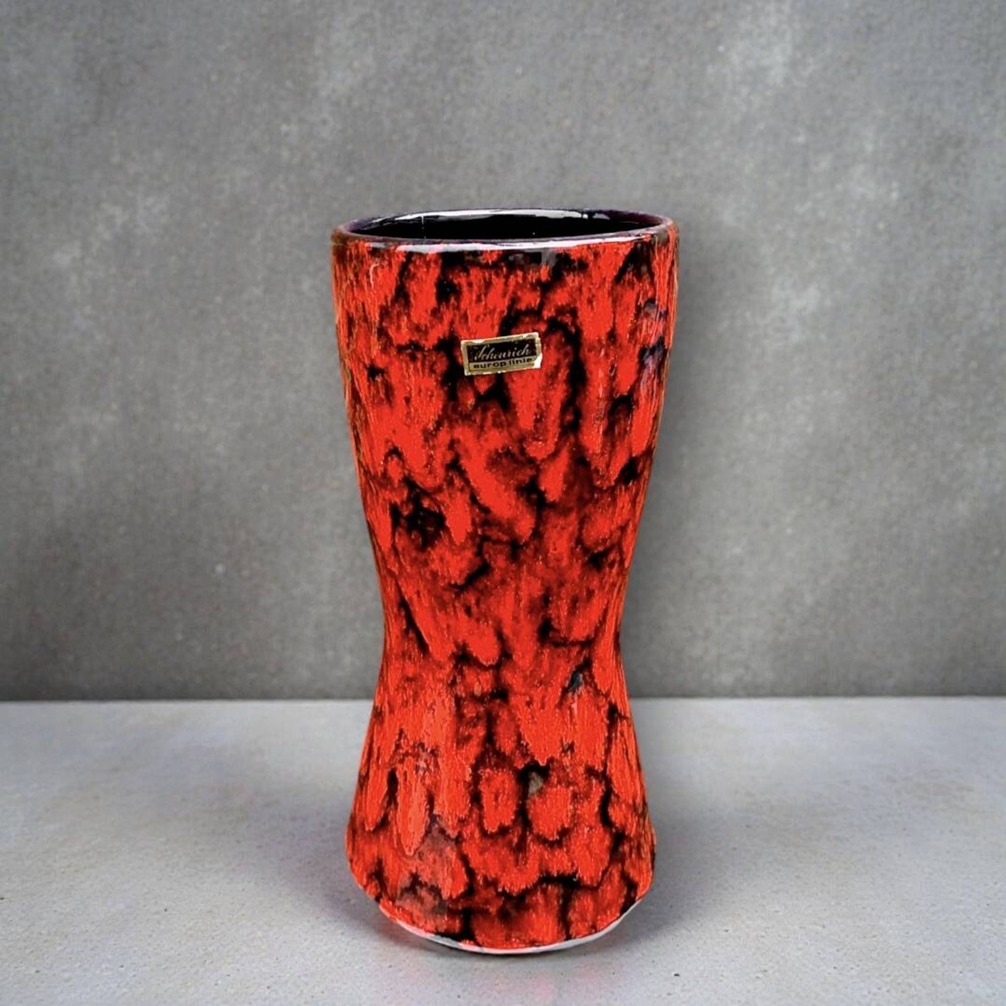 West German Scheurich vase 244/22 “Europ Linie” – red lava ceramic