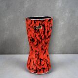 West German Scheurich vase 244/22 “Europ Linie” – red lava ceramic