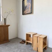 Paire tabourets ou chevets pin mobilier montagne 1950