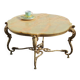 French Vintage Onyx Marble Bronze Coffee Table Style Louis XV 60s