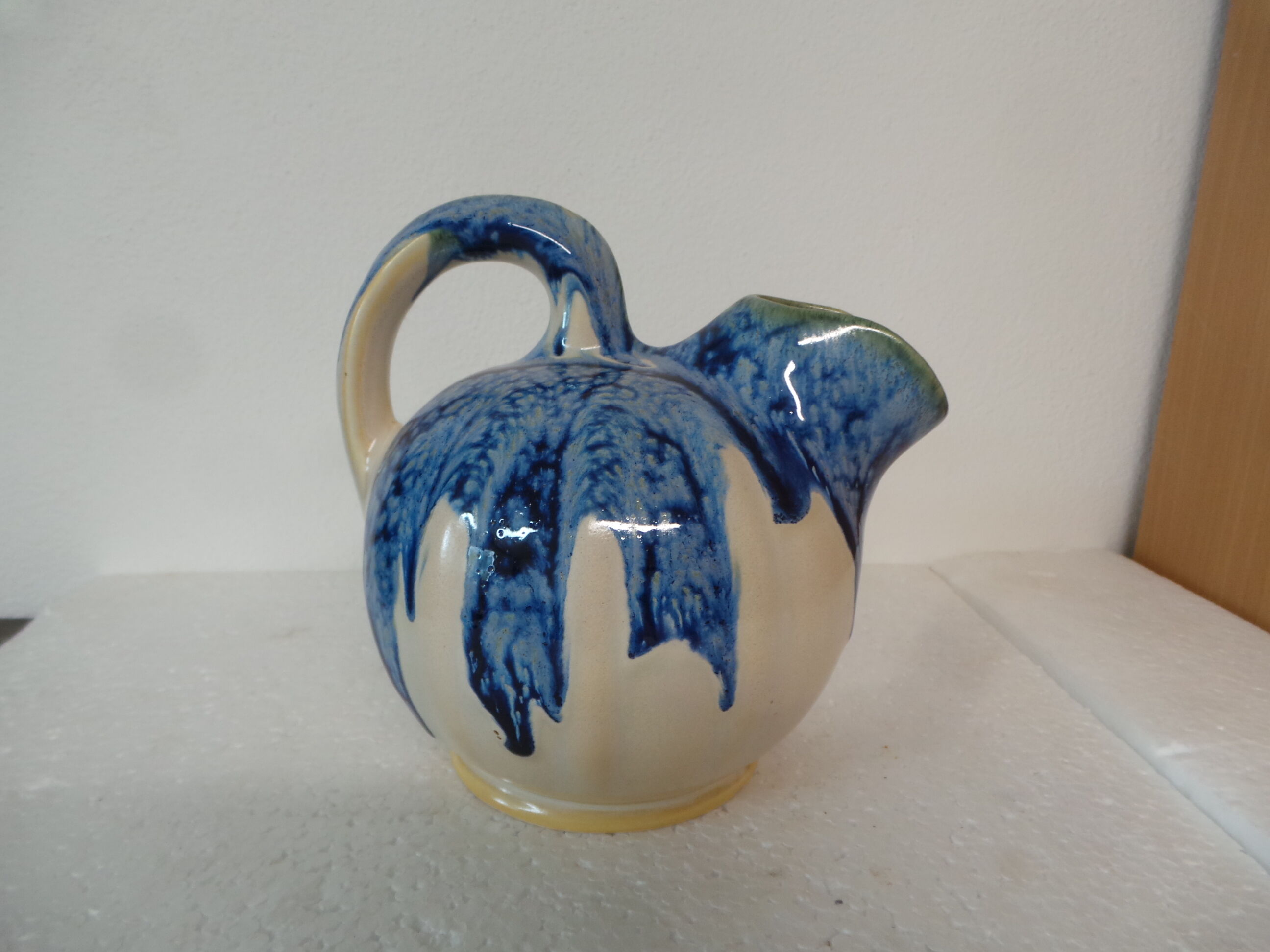 Multicolored glazed pitcher
