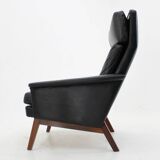 1970 Teak Leather High Back Armchair , Denmark