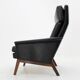 Fauteuil à dossier haut en cuir teck 1970, Danemark