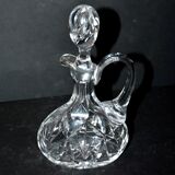Carafe cannette aiguière liqueur / huile en cristal de Bohème taillé H18cm