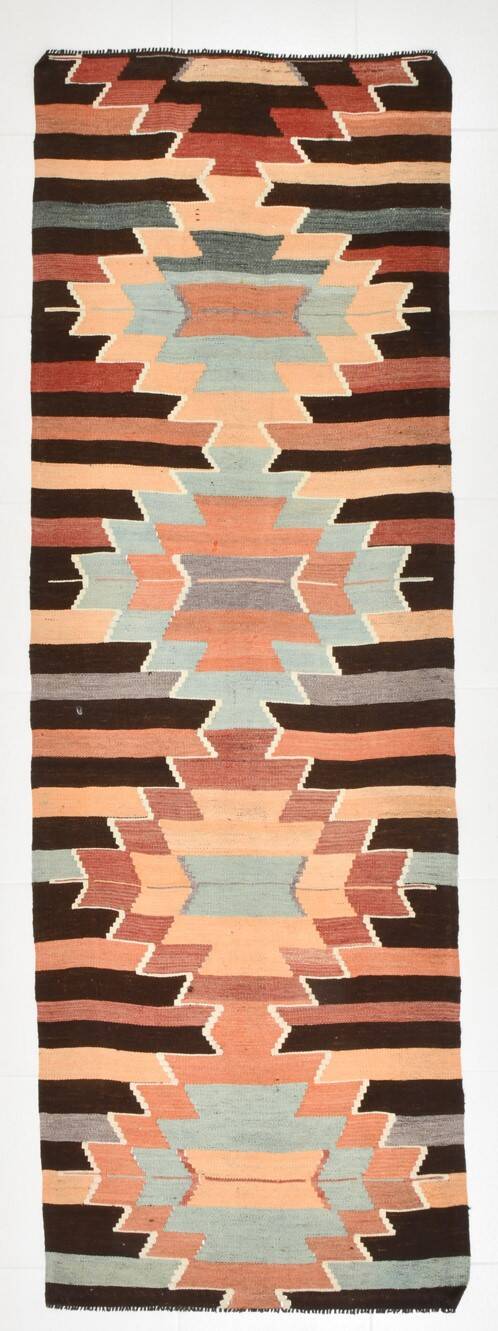 3x9 Multicolor Rare Style Kilim Runner Rug, Rug For Hallway, 89x268 Cm