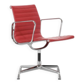 "EA 108" armchair in red leather, designed by Charles and Ray Eames for Vitra,