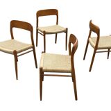 Set of 4 JL Moller model 75 chair by Niels Otto Moller Danish Design