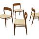 Set of 4 JL Moller model 75 chair by Niels Otto Moller Danish Design