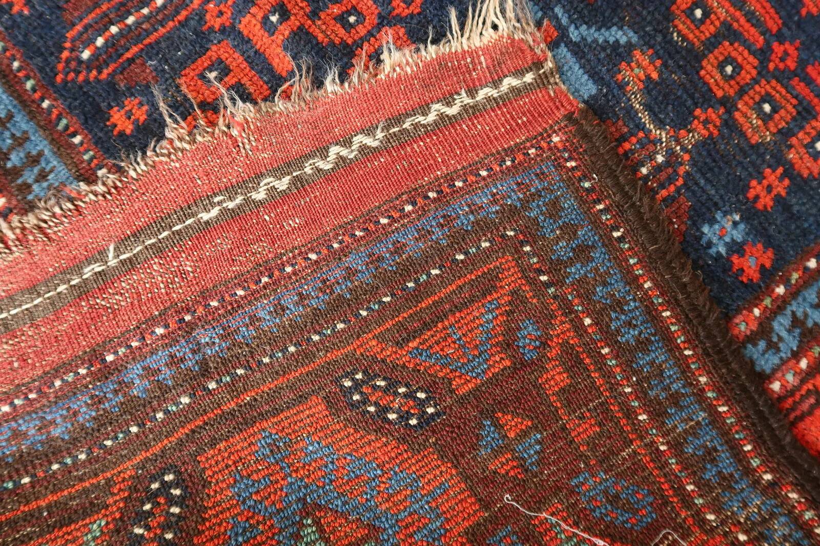 Handmade antique Afghan Baluch rug 95cm x 219cm 1880s