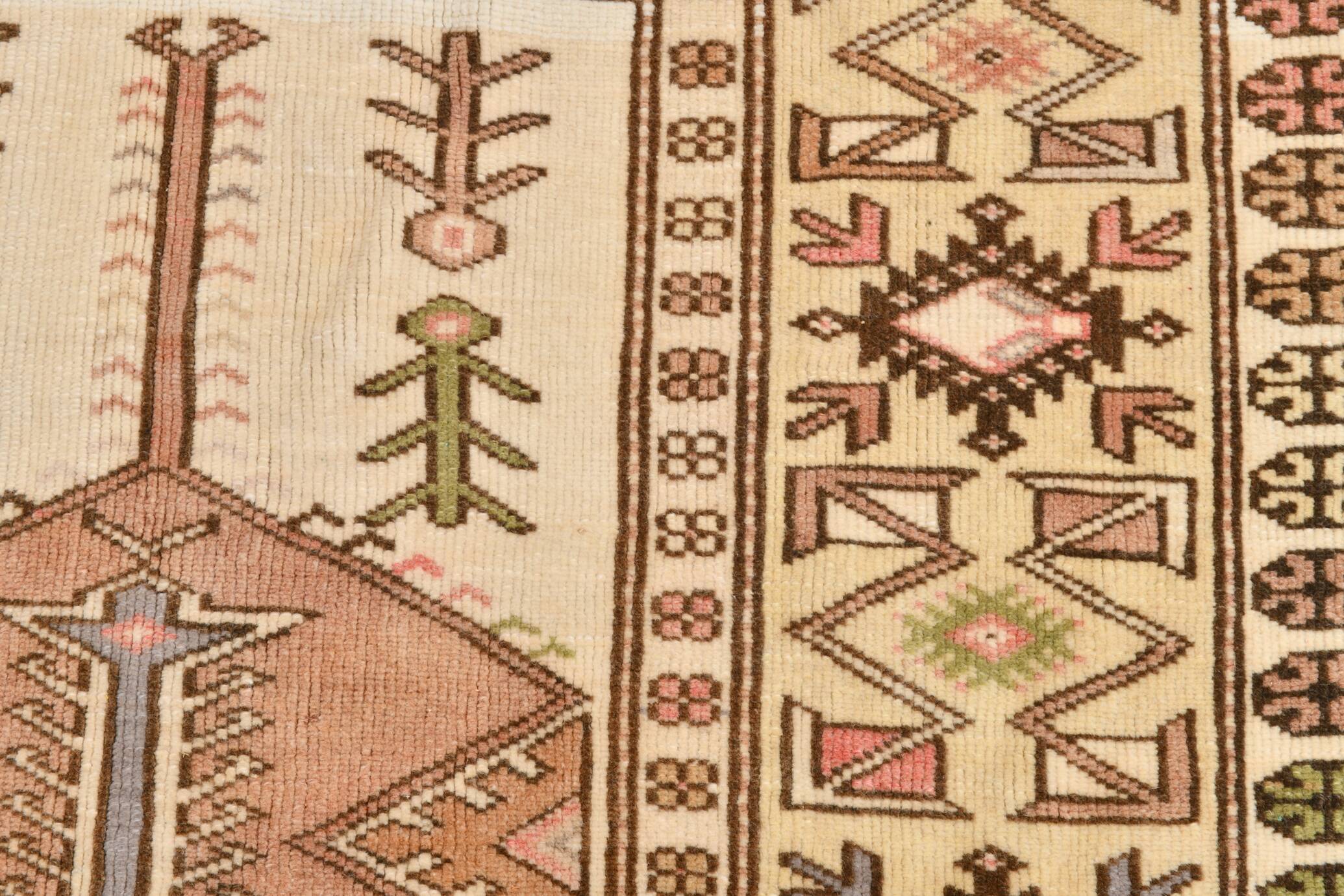 4x7 Cream & Brown Turkish Vintage Rug 120x211Cm SK 22198