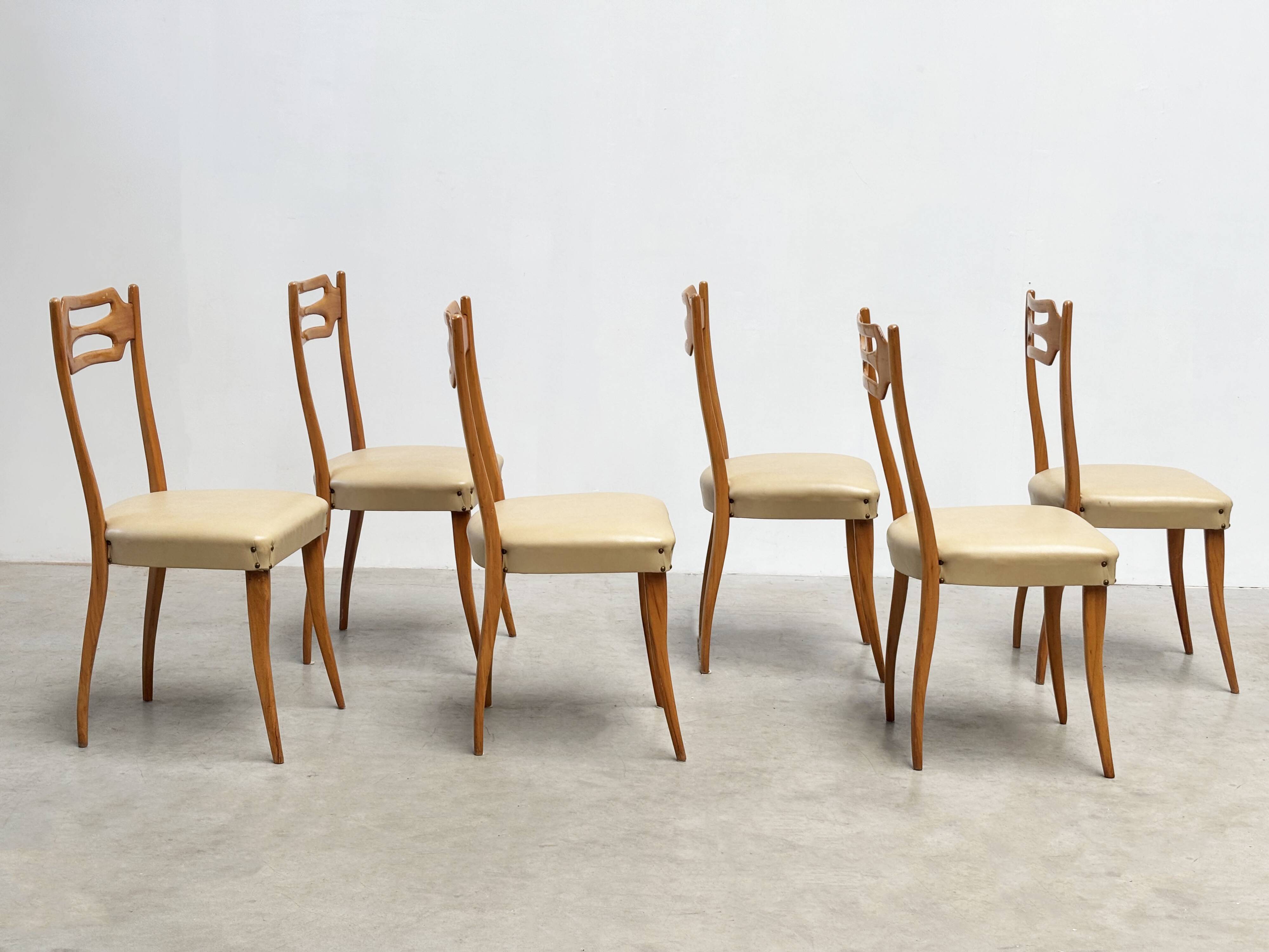 Set of six elegant Italian dining chairs