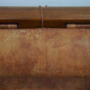 20th-century leather and Brazilian hardwood sofa, Brown